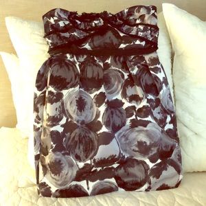 BCBG strapless black rosette dress